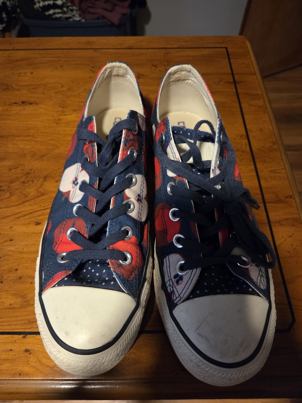 Converse Navy and Red Apples Low-Top Sneakers